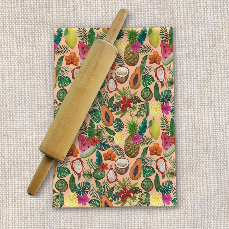 Tropical Fruit and Flowers Tea Towel
