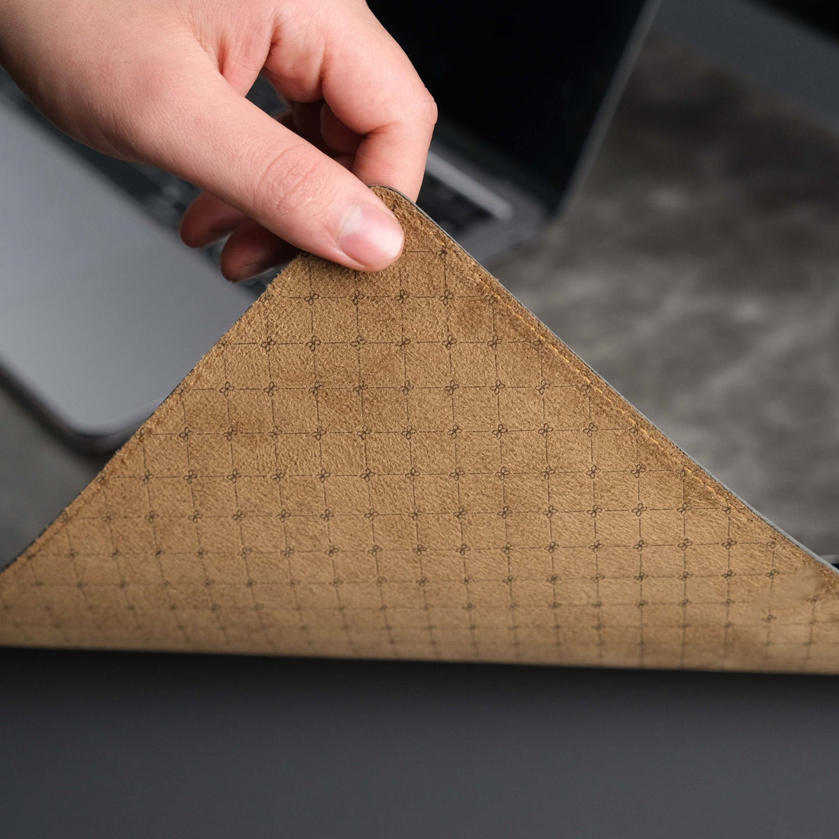 Jersey Grey Leather Desk Pad for Office and Home