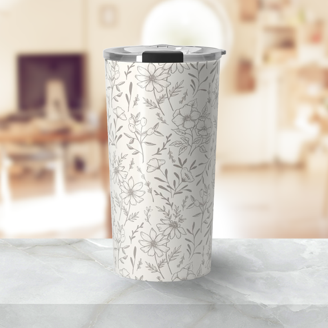Ivory Flower Travel Mug
