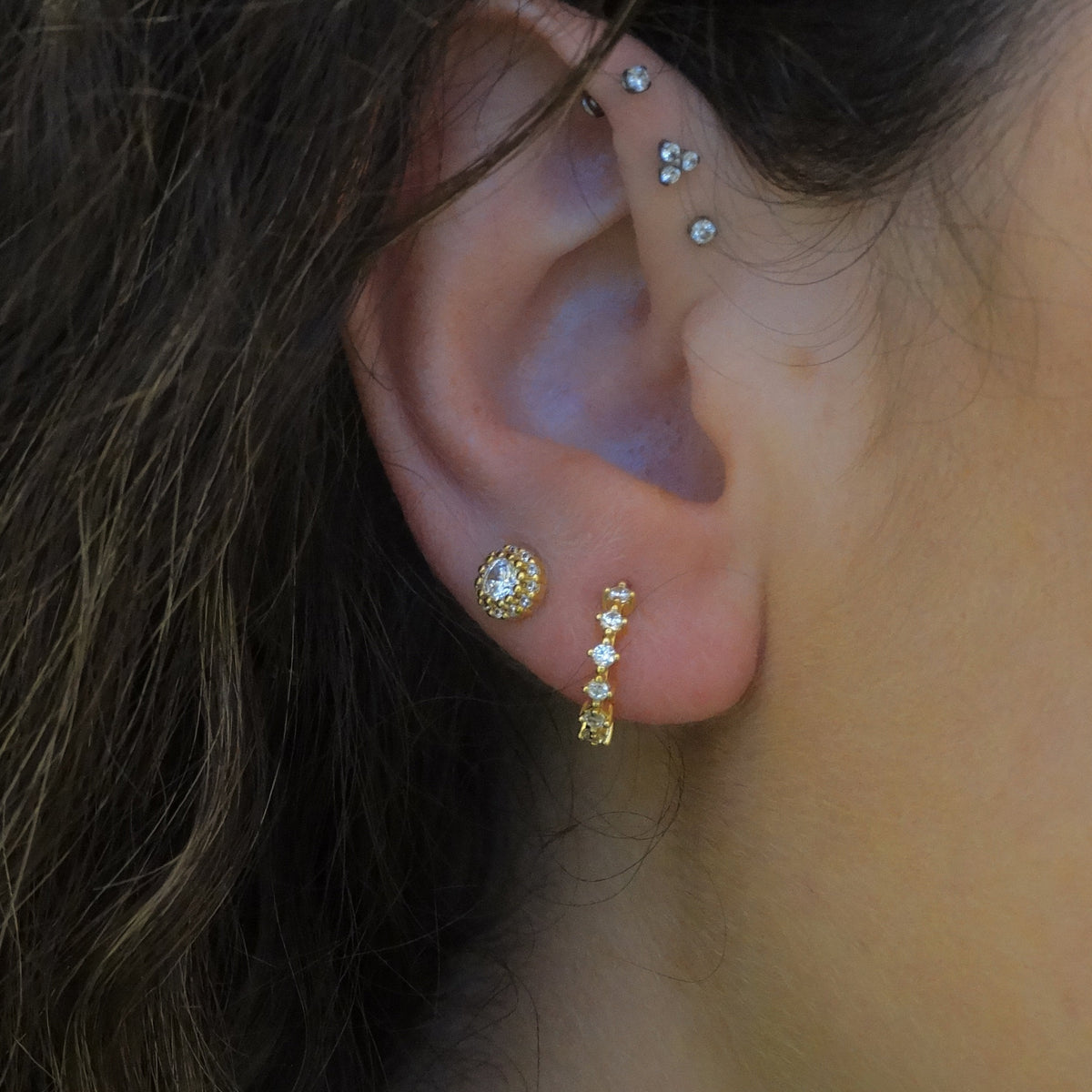 Kelly Huggies- White Zirconia