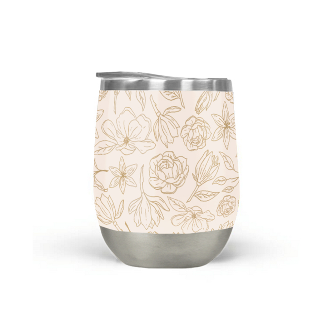 Gold Magnolia Wine Tumbler