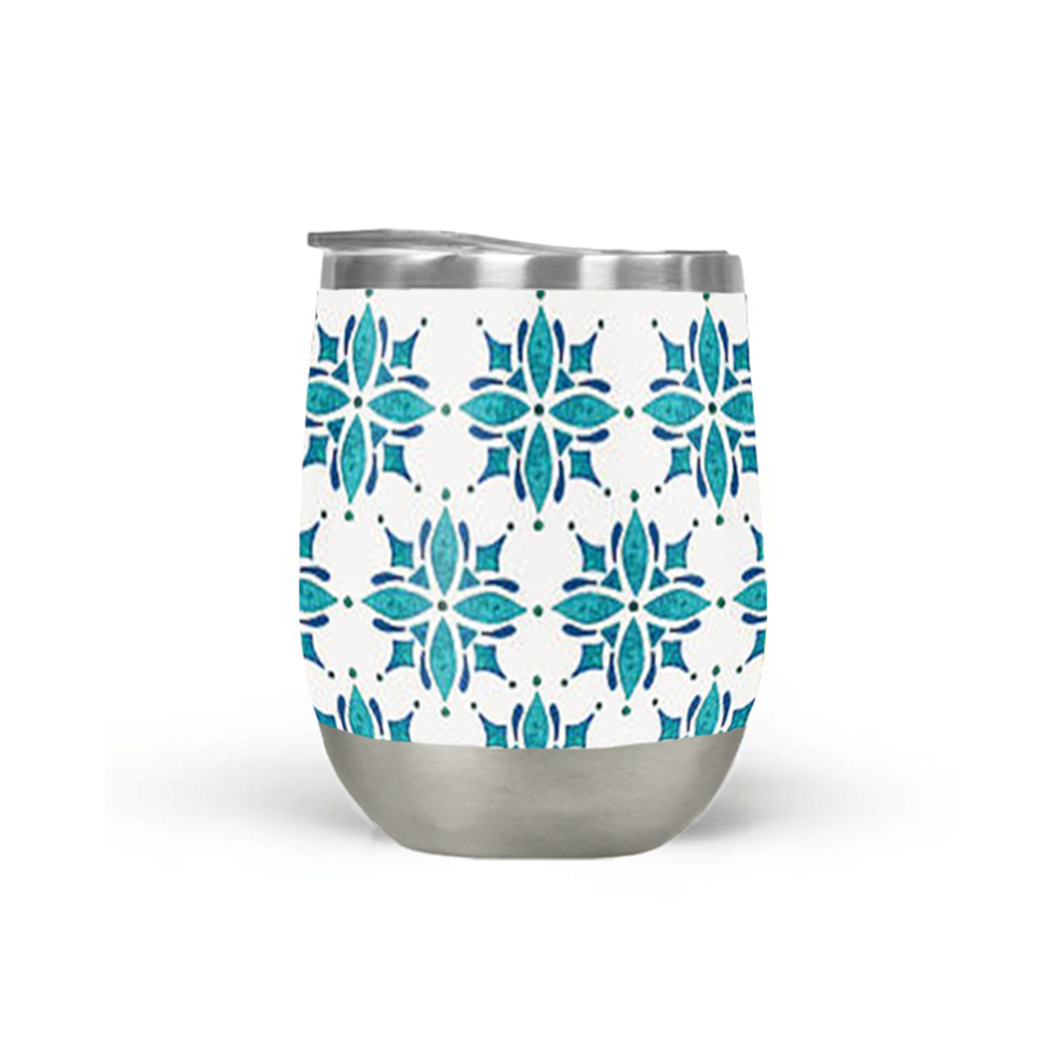 Teal Tile Wine Tumbler