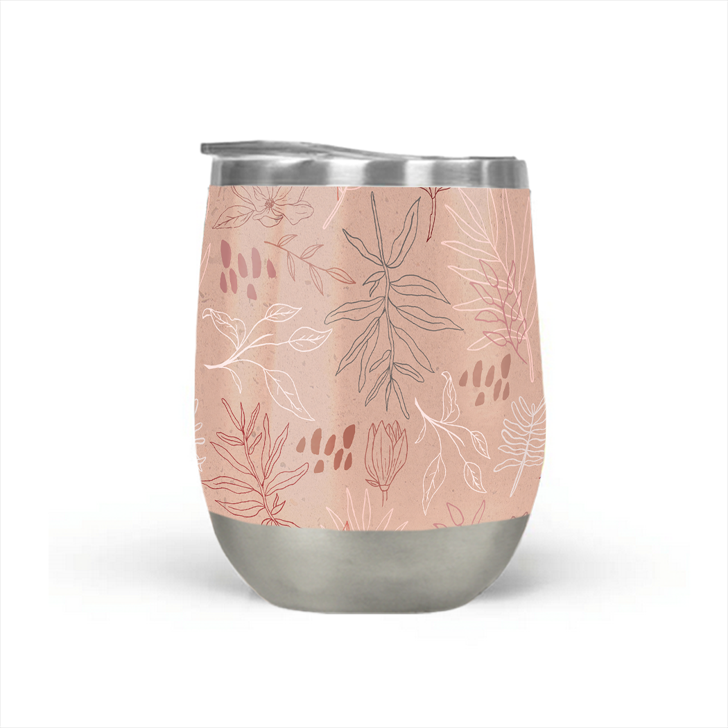 Pink Desert Leaf Wine Tumbler