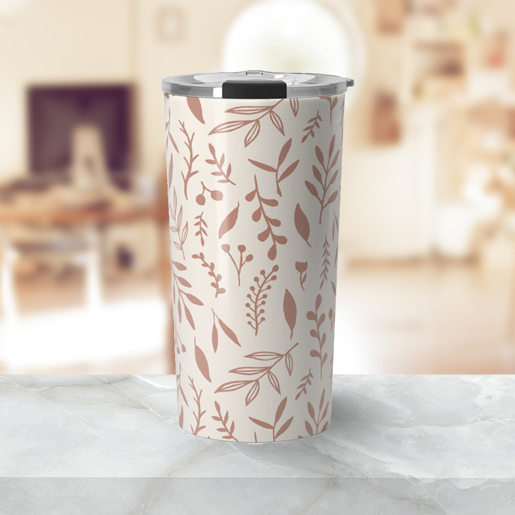 Pink Falling Leaves Travel Mug