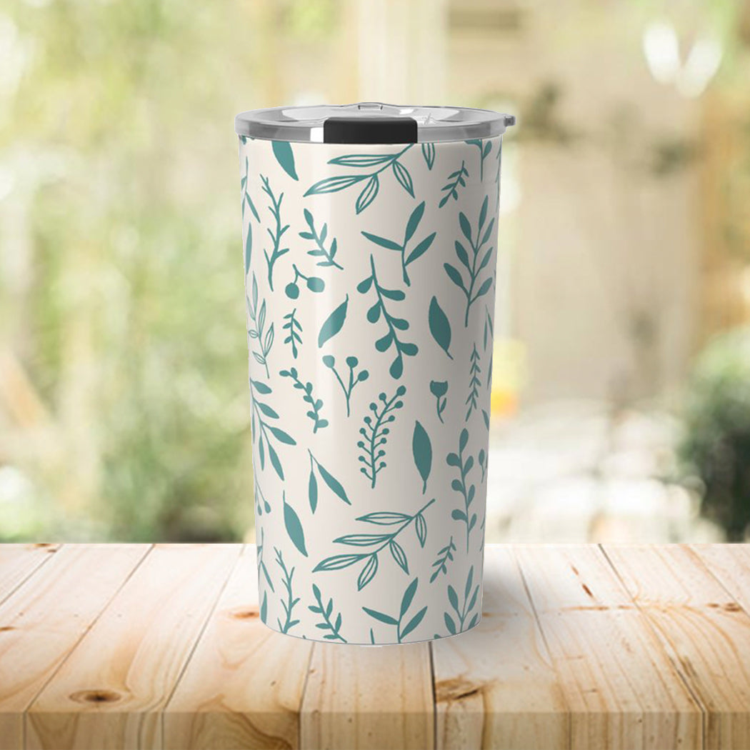 Teal Falling Leaves Travel Mug