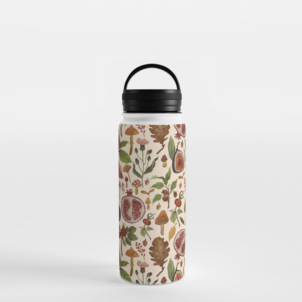 Rose Hips, Fruit, and Leaves Handle Lid Water Bottle