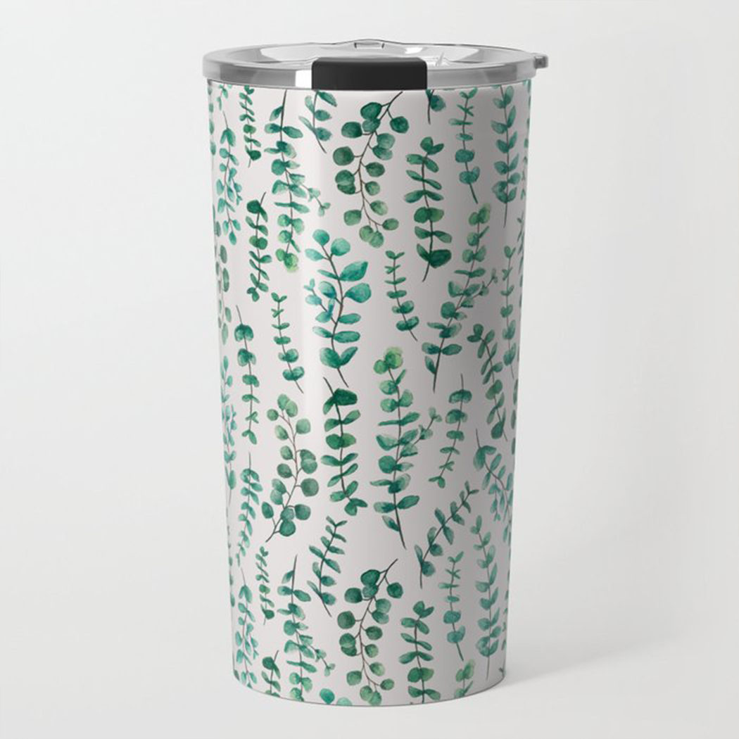 Eucalyptus Watercolor Travel Mug