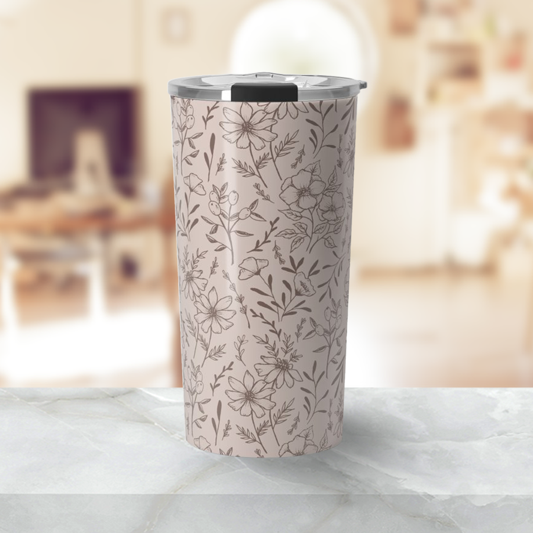 Pink Flower Travel Mug
