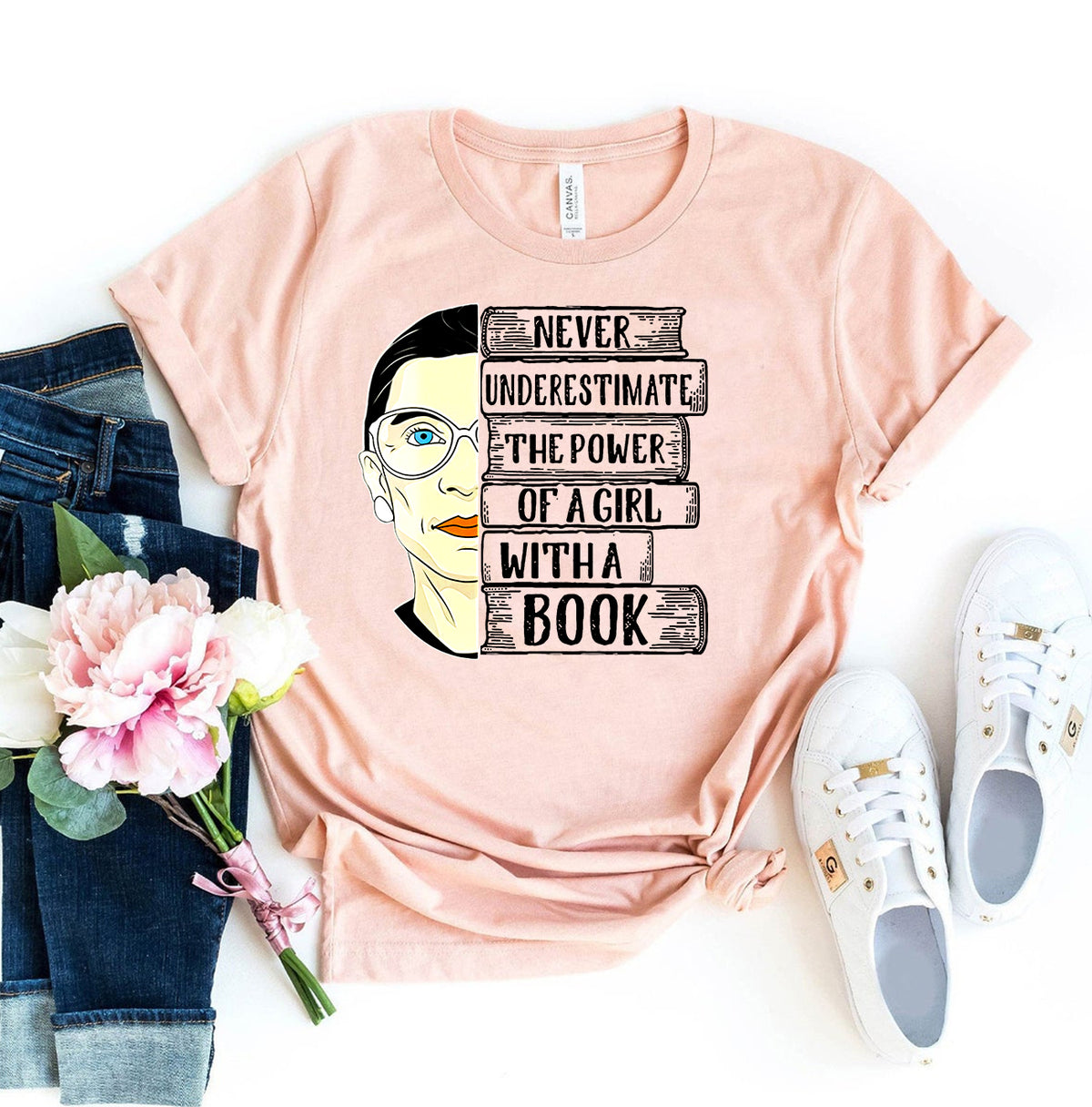 Never Underestimate the Power of a Girl With a Book T-shirt