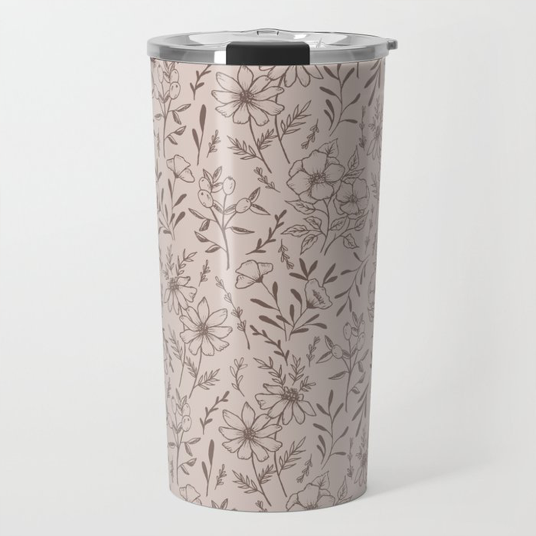 Pink Flower Travel Mug