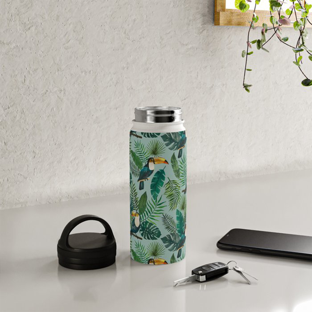 Tropical Toucan Handle Lid Water Bottle