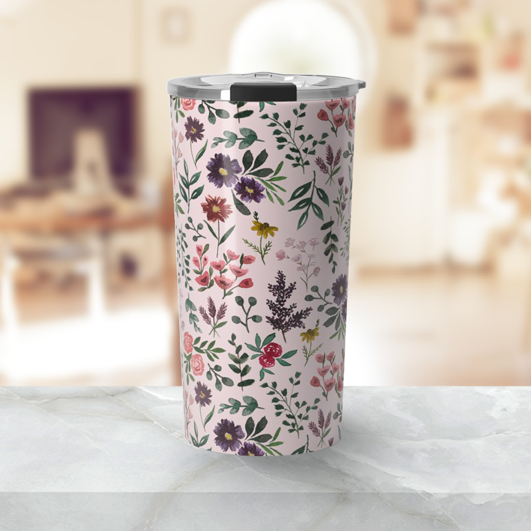 Bright Watercolor Flower - Pink - Travel Mug