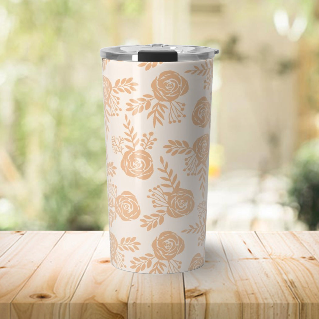 Light Orange Floral Travel Mug